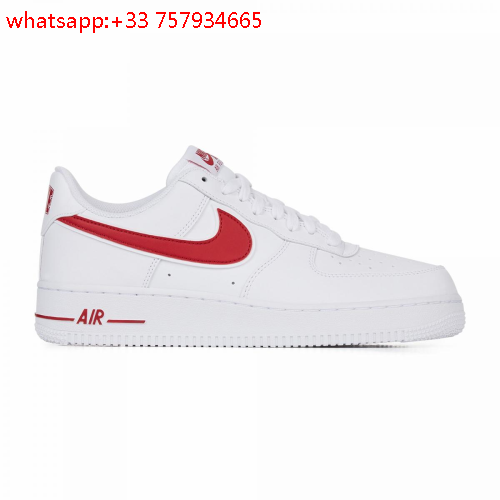 Homme Air Force Low Rouge Et Blanche Nike Sneaker Air Force Low